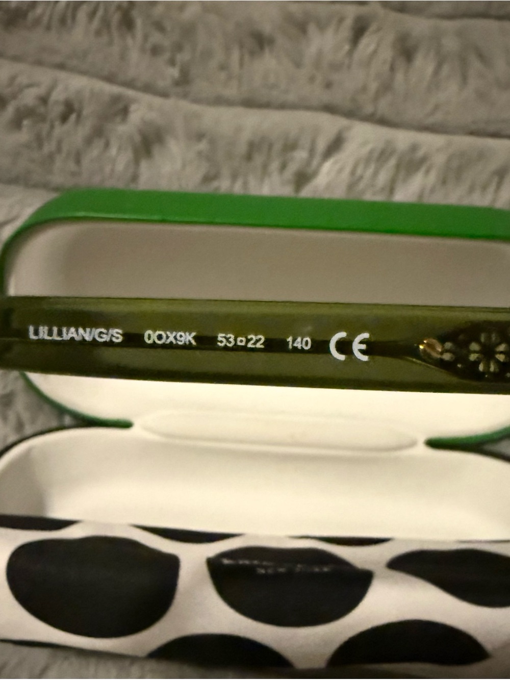 kate spade olive green sunglasses with polka dot pouch - Picture 3 of 5